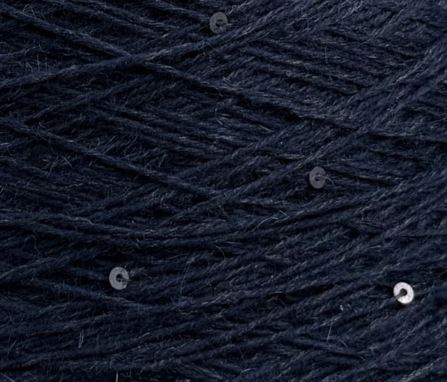 Art. Emanuele 3/17 – Fil en laine mérinos et angora avec paillettes col. Bleu nuit